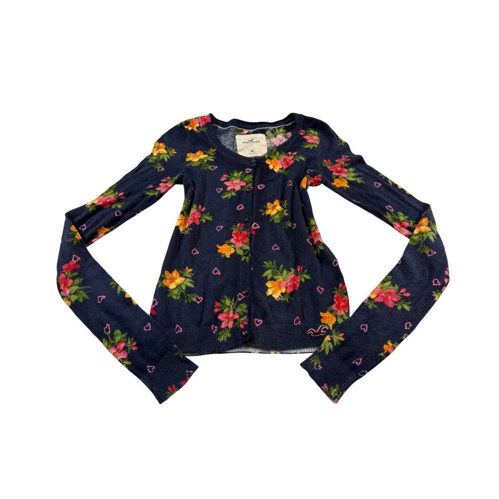 Y2K Hollister Floral Heart Cardigan 2000s Babydoll Bella Swan Fairy Chic Top M